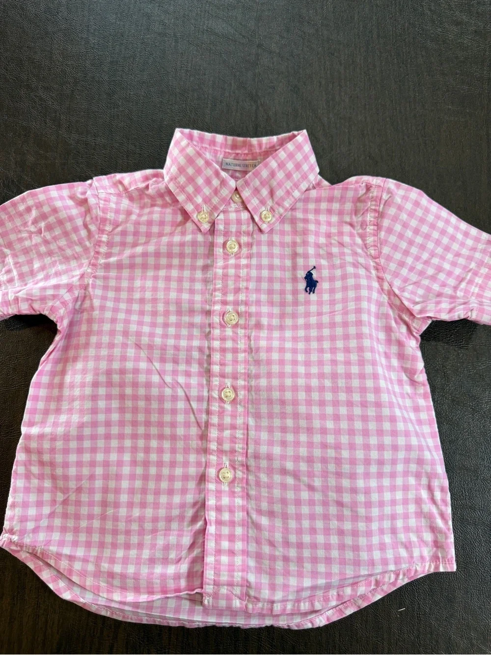 Ralph Lauren Pink Gingham Short-Sleeve Button-Down Shirt - Boys Sz 12M